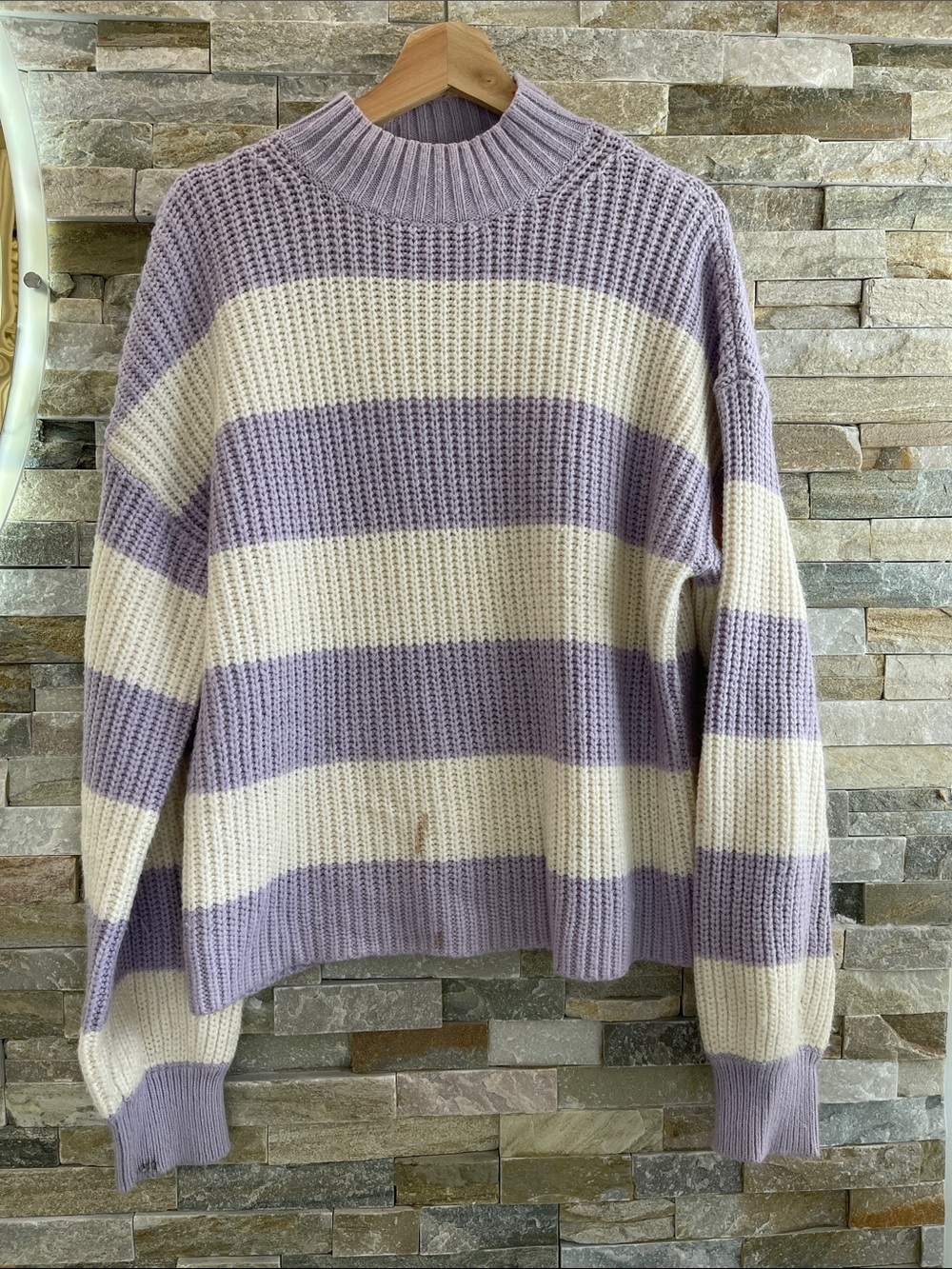 🇨🇦 Sanctuary Lavender and Cream Striped Turtleneck Sweater